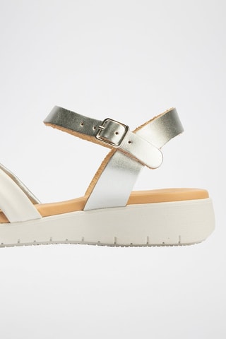 Sandali in pelle e lino - Argentato