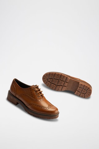 Stringate in pelle nappa - Marrone