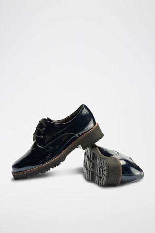 Stringate in pelle verniciata - Blu