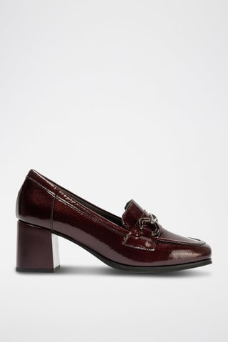 Mocassini con tacco in pelle verniciata - Rosso