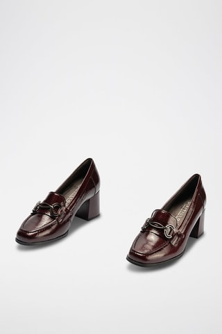 Mocassini con tacco in pelle verniciata - Rosso