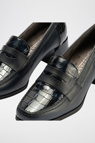 Mocassini con tacco in pelle - Blu