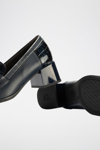 Mocassini con tacco in pelle - Blu