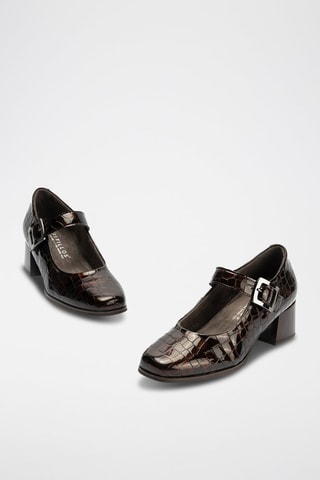 Scarpe baby con tacco in pelle verniciata - Marrone