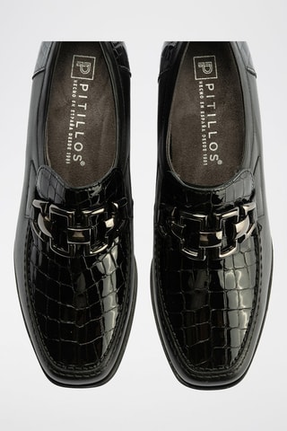 Mocassini con tacco in pelle - Nero