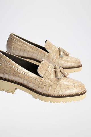 Mocassini in pelle verniciata - Beige