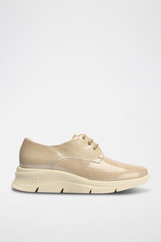 Stringate in pelle verniciata - Beige