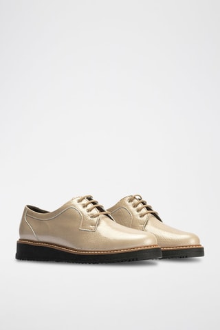 Stringate in pelle verniciata - Beige