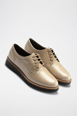 Stringate in pelle verniciata - Beige