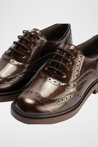 Oxford in pelle verniciata - Marrone
