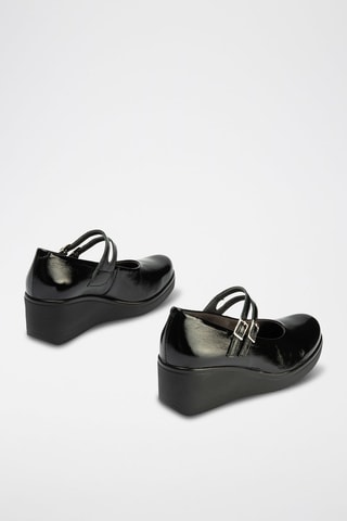 Scarpe baby con zeppa in pelle verniciata - Nero