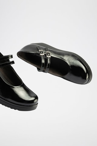 Scarpe baby con zeppa in pelle verniciata - Nero