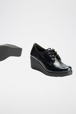 Francesine con zeppa in pelle verniciata - Blu