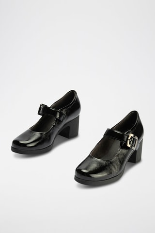 Scarpe baby con tacco in pelle verniciata - Nero