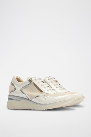 Sneakers con zeppa in pelle - Bianco