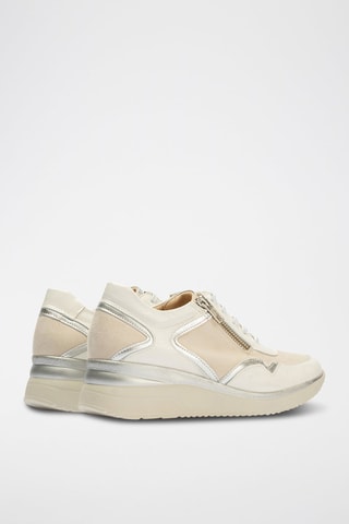 Sneakers con zeppa in pelle - Bianco