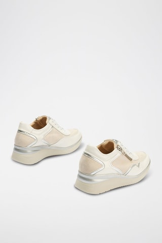 Sneakers con zeppa in pelle - Bianco