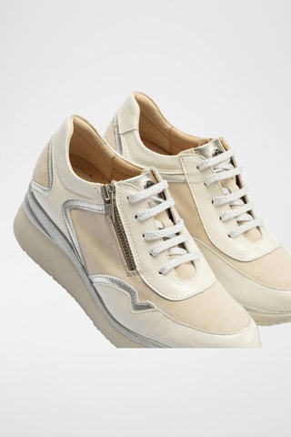 Sneakers con zeppa in pelle - Bianco
