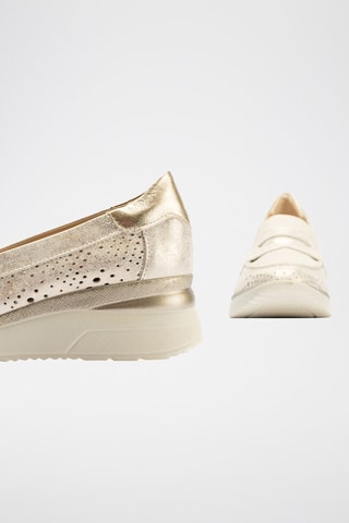 Mocassini con zeppa in pelle - Dorato