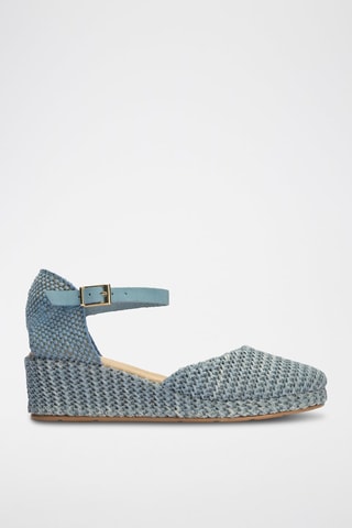 Espadrillas con zeppa in pelle - Blu
