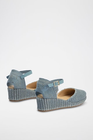 Espadrillas con zeppa in pelle - Blu