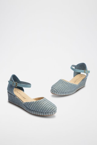 Espadrillas con zeppa in pelle - Blu