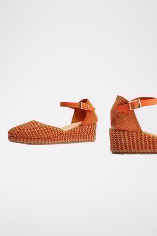 Espadrillas con zeppa in pelle - Giallo