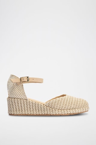 Espadrillas con zeppa in pelle - Beige