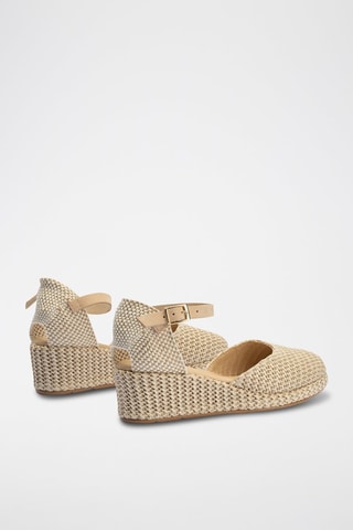 Espadrillas con zeppa in pelle - Beige