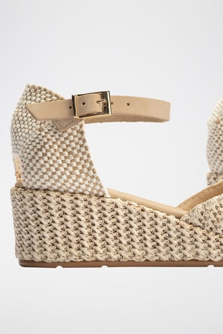 Espadrillas con zeppa in pelle - Beige