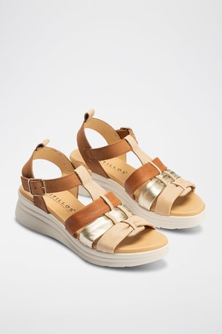 Sandali platform in pelle nappa - Beige