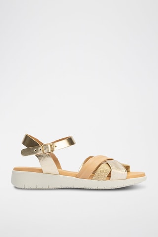 Sandali in pelle e lino - Dorato