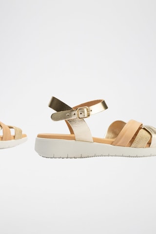 Sandali in pelle e lino - Dorato