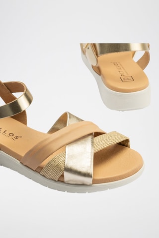 Sandali in pelle e lino - Dorato