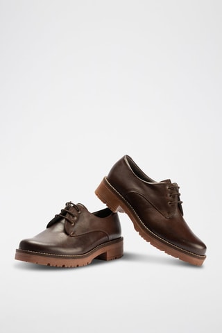 Stringate in pelle nappa - Marrone