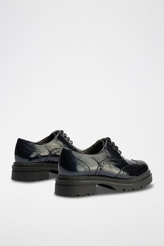 Stringate in pelle verniciata - Blu