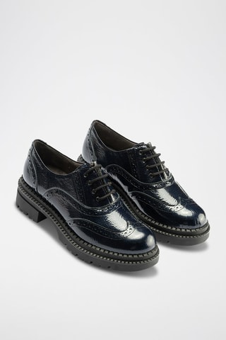 Stringate in pelle verniciata - Blu