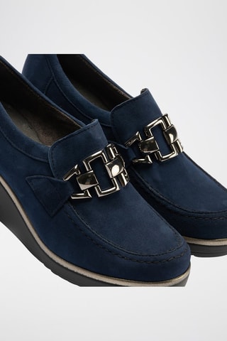 Mocassini con zeppa in pelle scamosciata - Blu