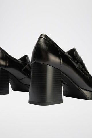 Mocassini con tacco in pelle nappa - Nero