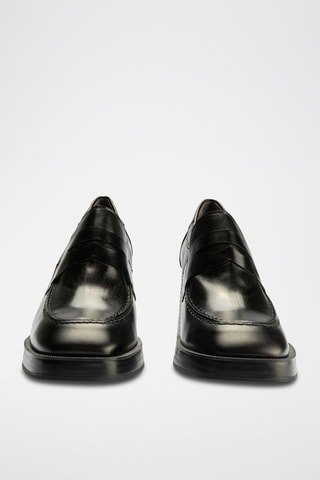 Mocassini con tacco in pelle nappa - Nero