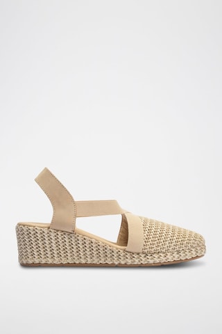 Espadrillas con zeppa in pelle scamosciata - Beige