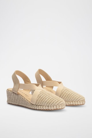 Espadrillas con zeppa in pelle scamosciata - Beige