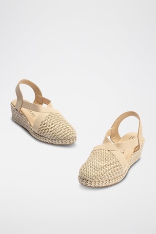 Espadrillas con zeppa in pelle scamosciata - Beige