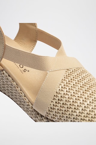 Espadrillas con zeppa in pelle scamosciata - Beige