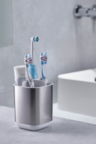 Portaspazzolini EasyStore Steel - Argentato e bianco