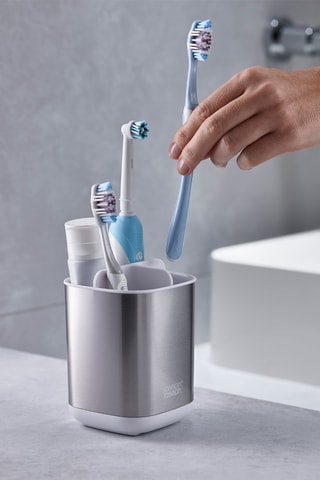 Portaspazzolini EasyStore Steel - Argentato e bianco