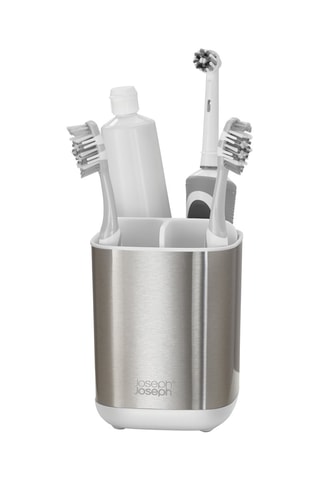 Portaspazzolini EasyStore Steel - Argentato e bianco