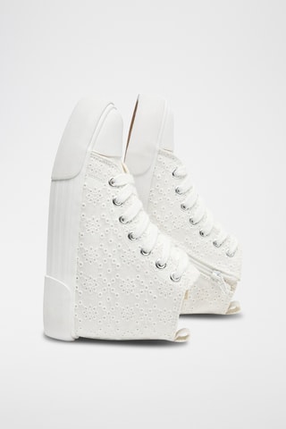 Tennis montantes en broderie anglaise - Blanc