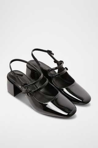 Sandales à talons vernies - Noir