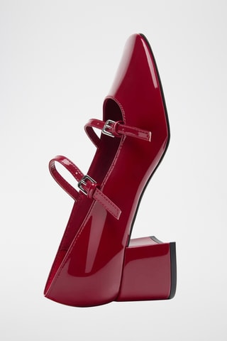 Babies à talons vernies - Rouge